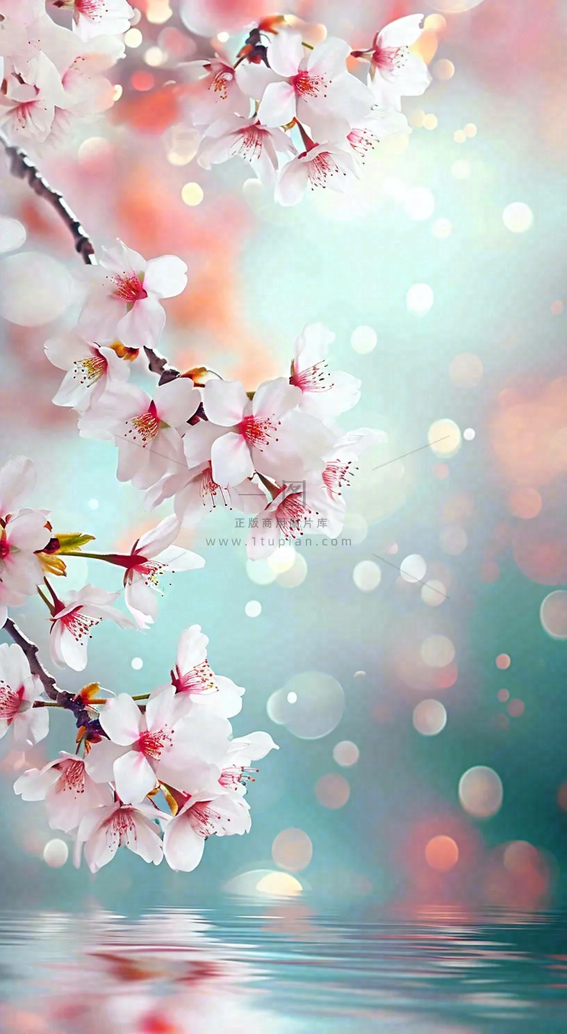 春天浪漫花朵白色樱花，立春春分惊蛰摄影图