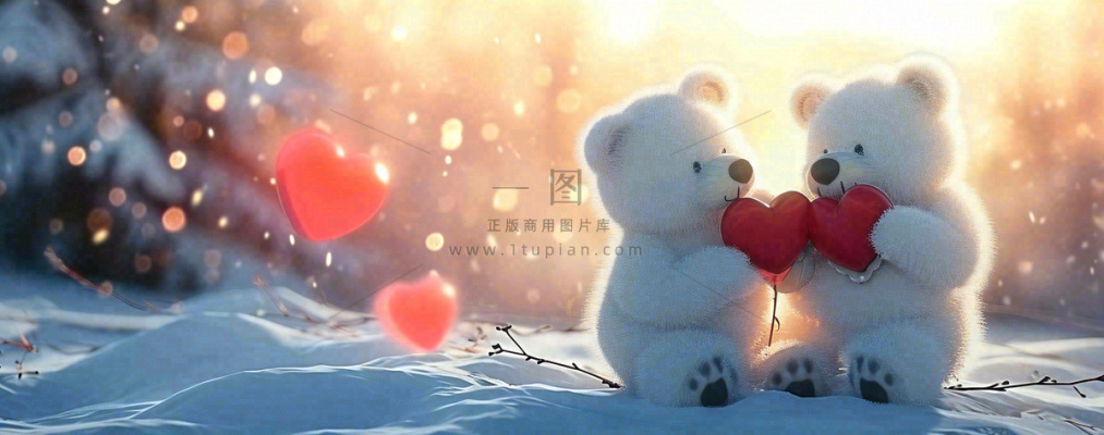冬天雪地落日下爱情小熊,浪漫雪花情人节520爱情气球摄影图 冬天雪地落日下爱情小熊,浪漫雪花情人节520爱情气球摄影图