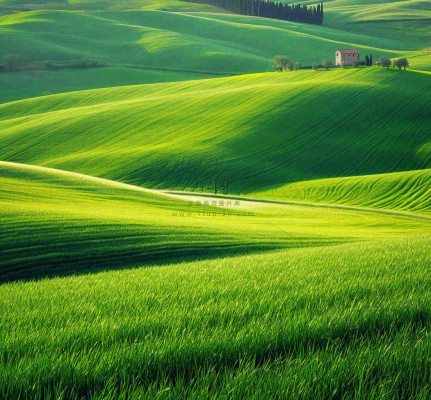 春天连绵山脉绿色草地郊游，清新惊蛰春分摄影图