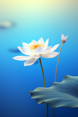 蓝色简约大气荷花意境节气海报背景 蓝色简约大气荷花意境节气海报背景