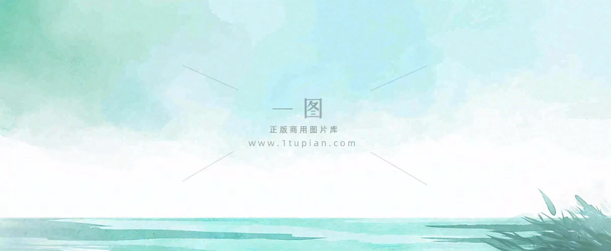 夏天海面清新绿植简约插画，夏至春分谷雨