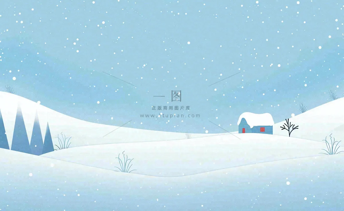 冬天白雪覆盖寒冷唯美雪景大寒插画背景