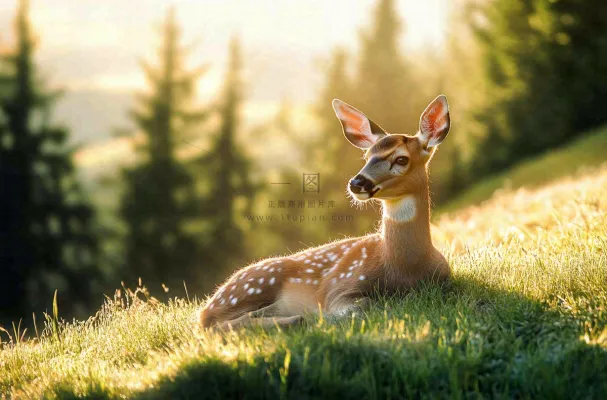 鹿动物山间草原的鹿摄影图