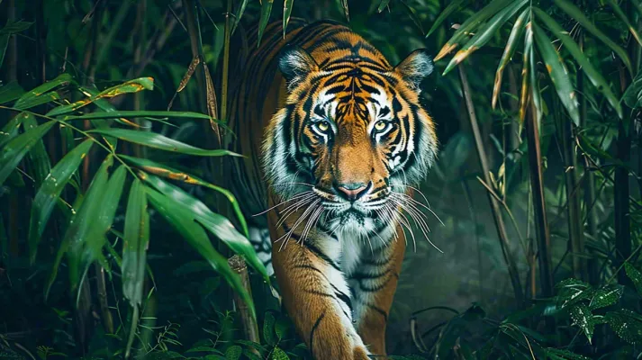 老虎森林丛林里出没老虎动物摄影图