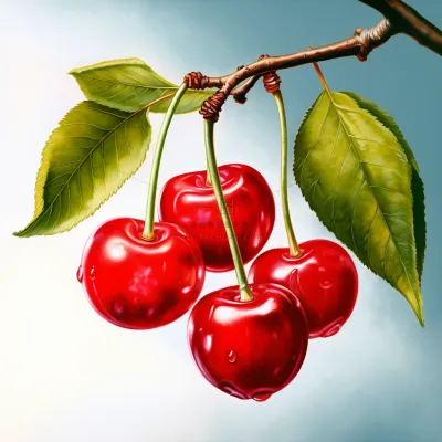 樱桃车厘子水果彩铅水彩插画插图背景