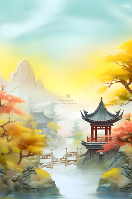 国风庭院简约清新阳光背景 国风庭院简约清新阳光背景