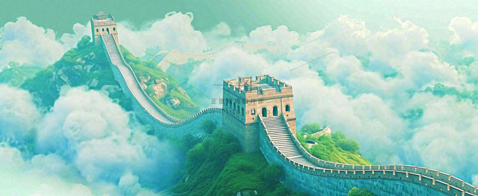 高山白云中国风长城庄严风景 高山白云中国风长城庄严风景