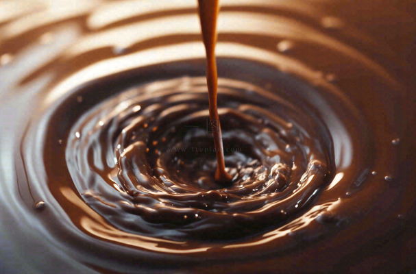 融化的黑巧巧克力美食摄影图