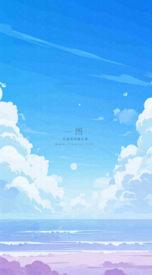 蓝紫色天空白云清新浪漫落日海上倒影 蓝紫色天空白云清新浪漫落日海上倒影