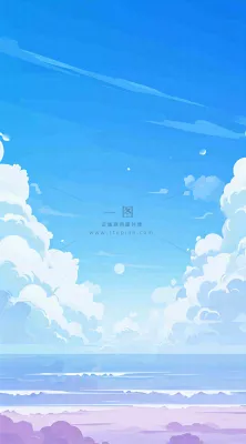 蓝紫色天空白云清新浪漫落日海上倒影 蓝紫色天空白云清新浪漫落日海上倒影