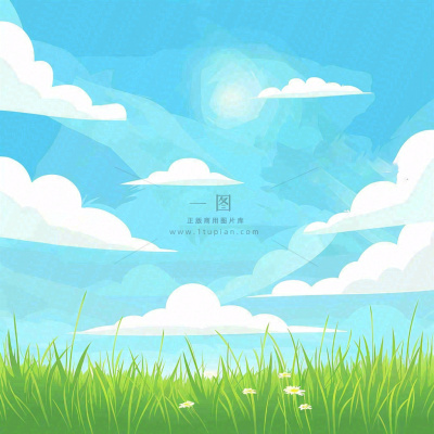 春天绿色草地草丛蓝天白云立春春分惊蛰节气卡通插画背景 春天绿色草地草丛蓝天白云立春春分惊蛰节气卡通插画背景