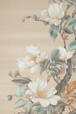 花朵白色国风简约背景 花朵白色国风简约背景