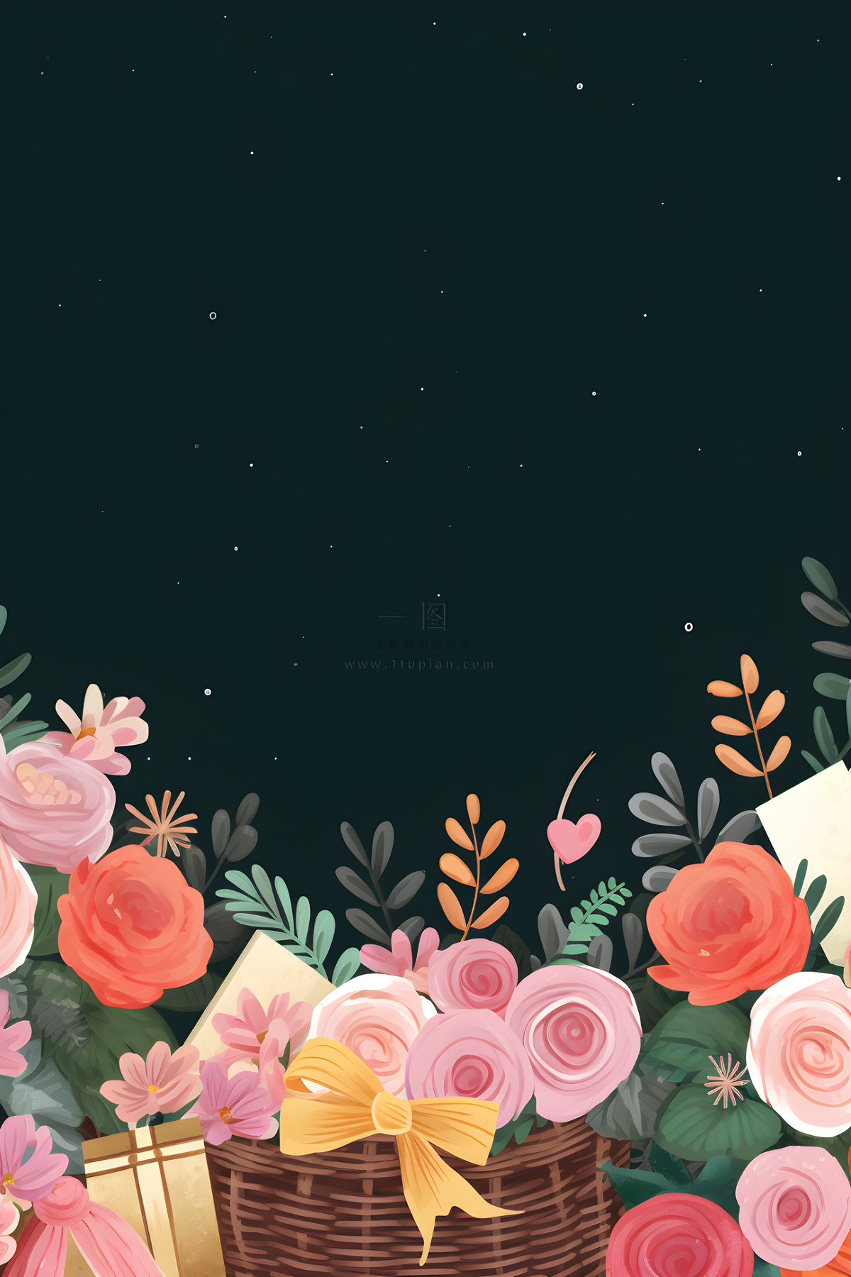 鲜花书籍黑板礼物背景