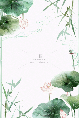 夏天大暑处暑端午节绿色荷花荷叶小清新唯美插画背景 夏天大暑处暑端午节绿色荷花荷叶小清新唯美插画背景