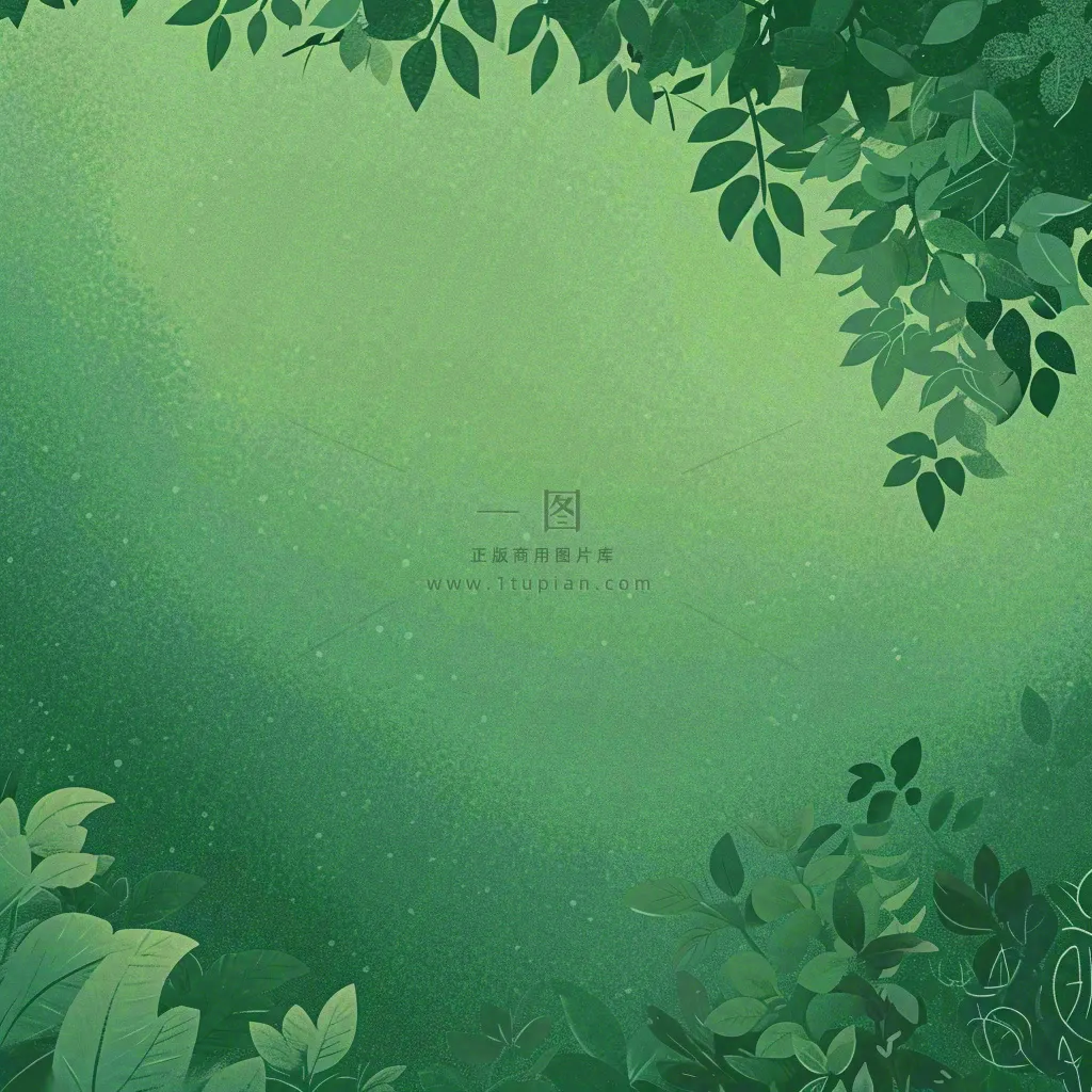 春天手绘绿草绿树