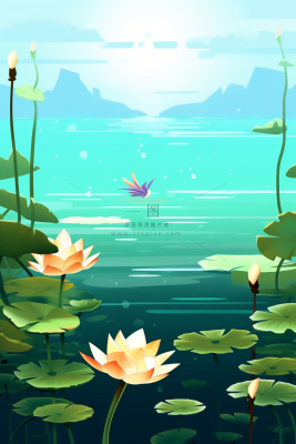 创意简约绿色清新国风莲花背景 创意简约绿色清新国风莲花背景