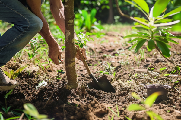 植树树苗保护环境摄影图