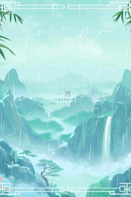 春天中国风古风山水水墨画雨天雨水谷雨清明插画背景 春天中国风古风山水水墨画雨天雨水谷雨清明插画背景
