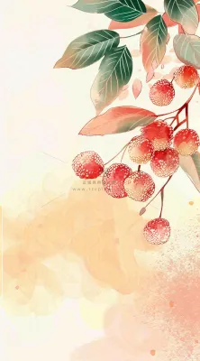 秋天挂满果实的树枝秋收水彩国画插画立秋秋分背景 秋天挂满果实的树枝秋收水彩国画插画立秋秋分背景