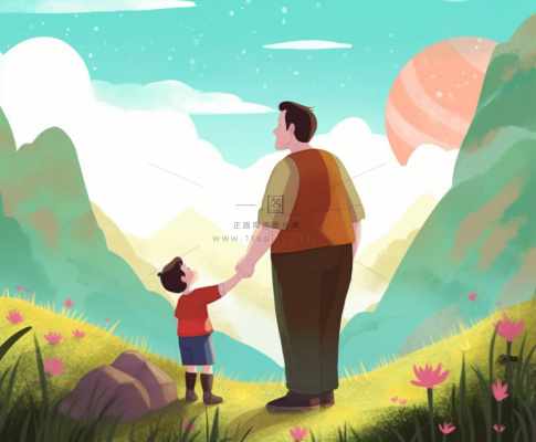 父子草地陪伴清新背景 父子草地陪伴清新背景