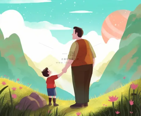 父子草地陪伴清新背景 父子草地陪伴清新背景