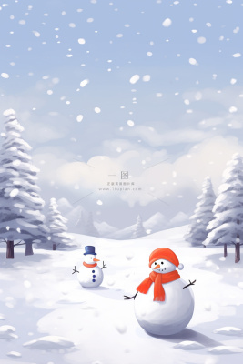 大雪雪人冬天可爱雪地节气海报背景 大雪雪人冬天可爱雪地节气海报背景
