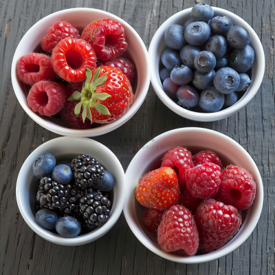 水果拼盘蓝莓树莓草莓摄影图