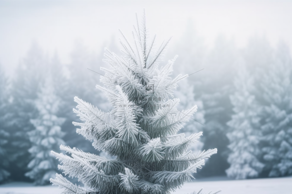 松树上挂满了白霜雾凇摄影图