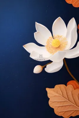 蓝色荷花简约大气背景