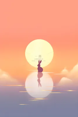 月圆中秋兔子简约渐变背景 月圆中秋兔子简约渐变背景