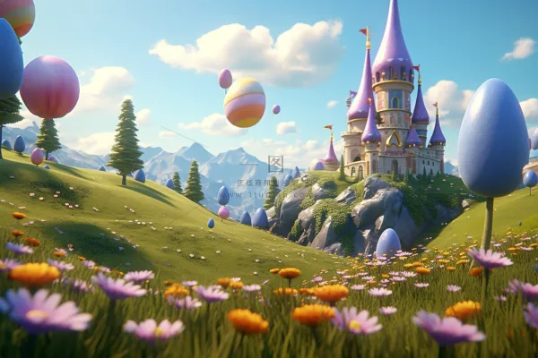 童话城堡草地糖果卡通背景 童话城堡草地糖果卡通背景