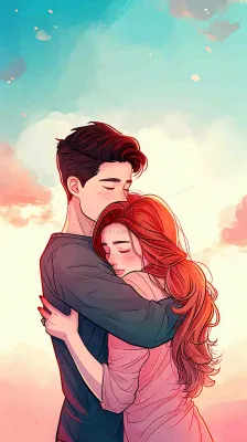 简约渐变浪漫爱心情侣情人节温馨爱情