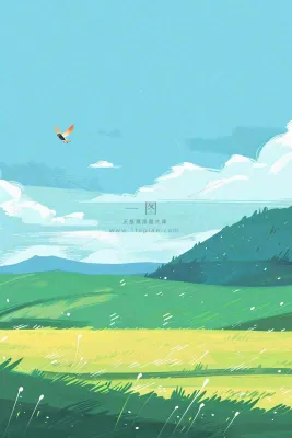 春天春暖花开草原蓝天白云燕子惊蛰春分卡通插画背景 春天春暖花开草原蓝天白云燕子惊蛰春分卡通插画背景