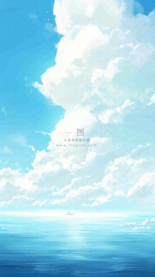 海洋海面蓝天云层白云清新春天夏天阳光，立夏夏至大暑小暑