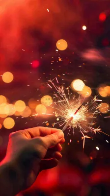 新年放烟花庆祝红色喜庆小年除夕夜春节摄影图