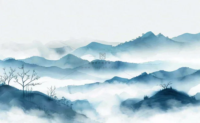 中国风水墨山水画青山山峦叠嶂云雾清明端午寒露古风插画背景 中国风水墨山水画青山山峦叠嶂云雾清明端午寒露古风插画背景
