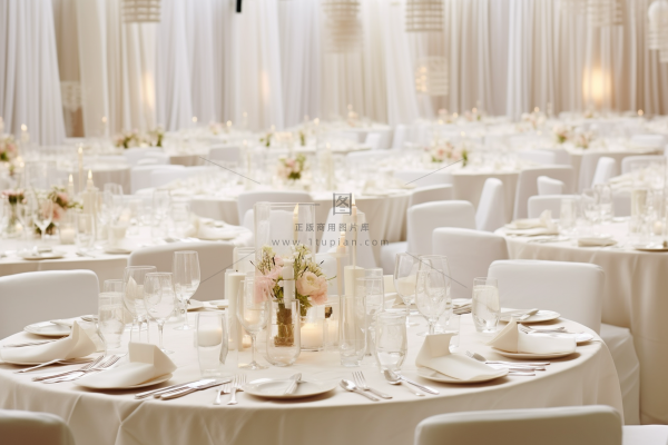 婚礼餐桌西餐洁白现场摄影图