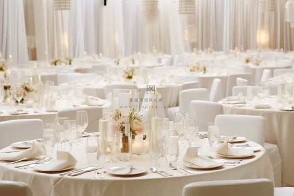 婚礼餐桌西餐洁白现场摄影图