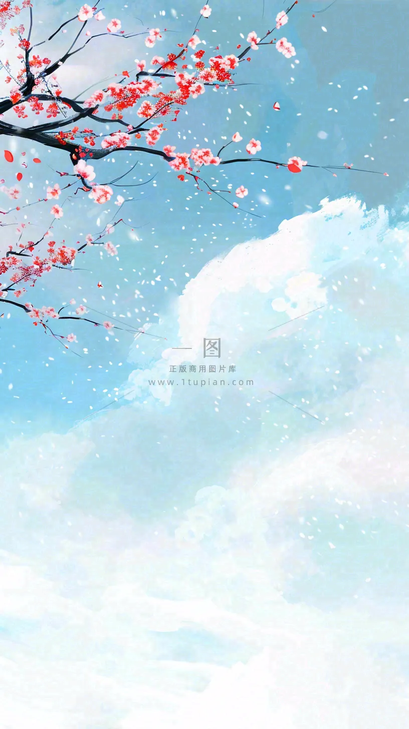 冬天白雪覆盖寒冷唯美雪景小寒插画背景