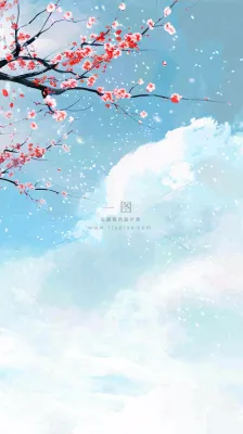 冬天白雪覆盖寒冷唯美雪景小寒插画背景