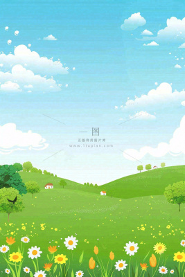 春天绿草地蓝天白云立春春分惊蛰小满卡通插画背景 春天绿草地蓝天白云立春春分惊蛰小满卡通插画背景