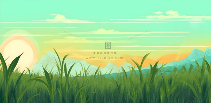 农田庄稼小麦玉米地夕阳晚霞绿色背景