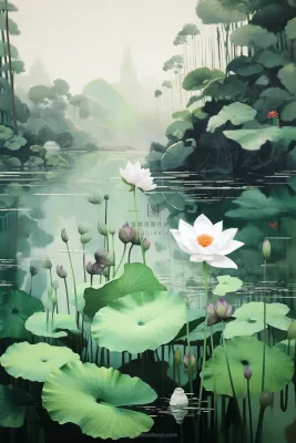 中国风水墨蜻蜓荷花节气背景