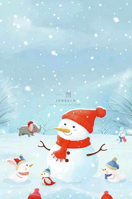 冬天白雪覆盖寒冷唯美雪景小寒插画背景 冬天白雪覆盖寒冷唯美雪景小寒插画背景