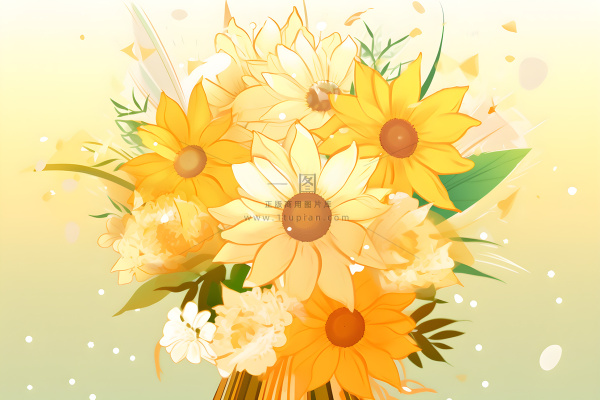 黄色渐变清新鲜花背景