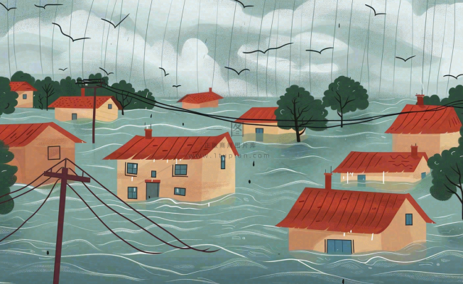 洪水自然灾害防洪预警摄影图