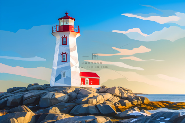 海边灯塔蓝色简约背景 海边灯塔蓝色简约背景