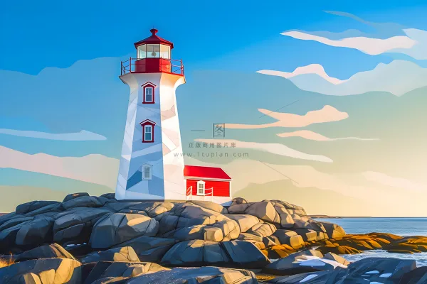 海边灯塔蓝色简约背景 海边灯塔蓝色简约背景