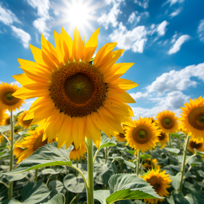背景是蓝天的向日葵田沉哲才的照片文艺复兴向日葵向日葵田向日葵田