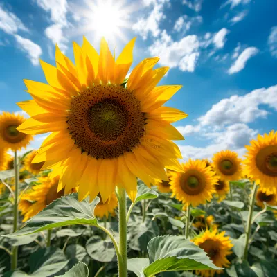 背景是蓝天的向日葵田沉哲才的照片文艺复兴向日葵向日葵田向日葵田